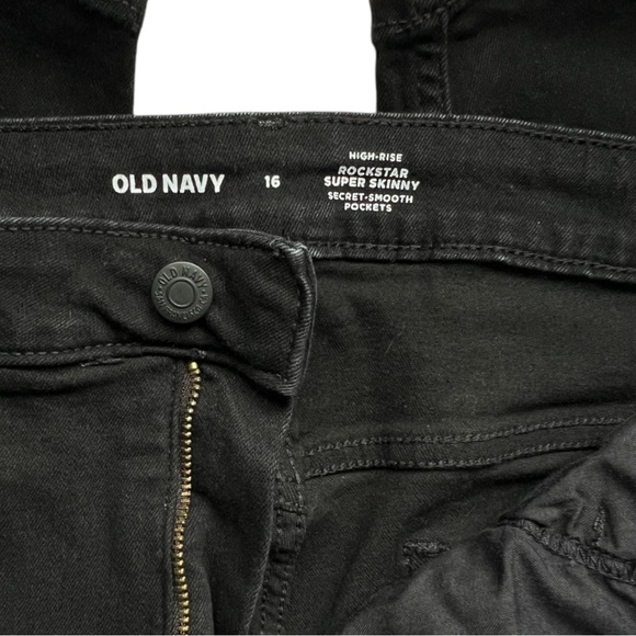 Old Navy High Rise Rockstar Super Skinny Black Denim Jeans Size 16 - Picture 6 of 6